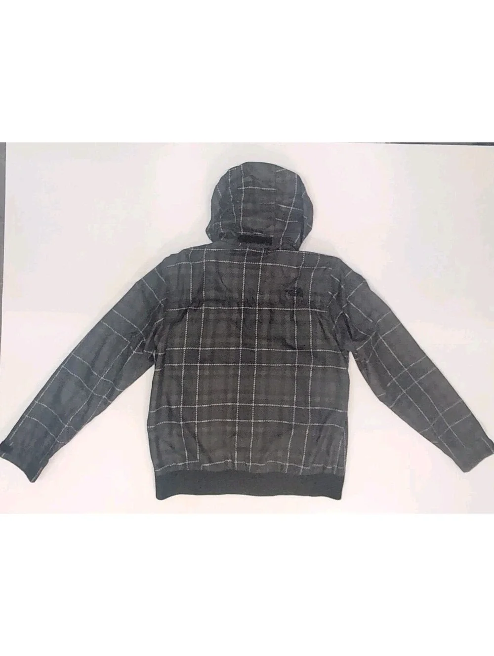 North Face Mens Hoodie Windbreaker Full Zip Black Plaid Lined Rain Jacket Diablo